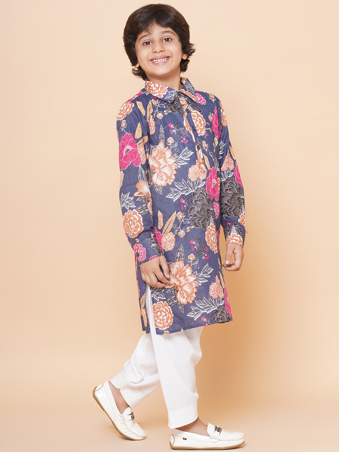 Bittu By Bhama Boys Blue Printed Kurta with Salwar