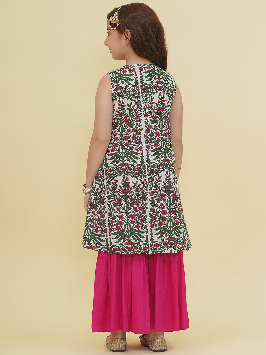 Bitiya by Bhama Girls Floral Printed Kurta with Sharara