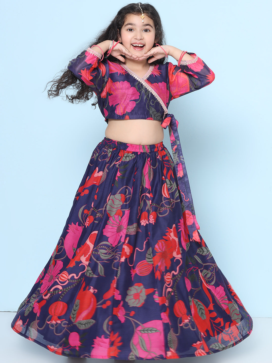 Bitiya by Bhama Girls Purple & Red Ready to wear Choli & Lehenga