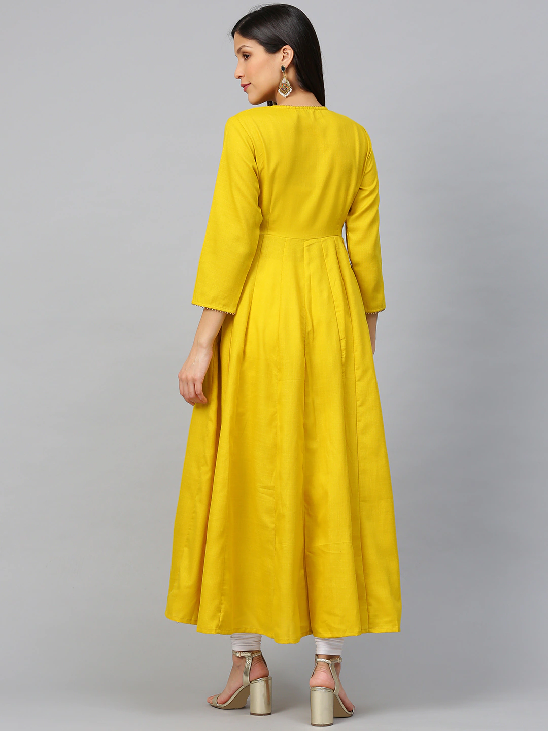 Bhama Couture Mustard Angrakha Kurta With Lace Detail