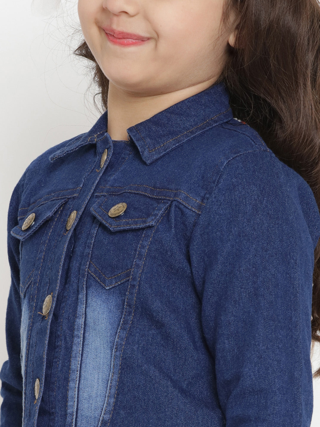 Bitiya By Bhama Girls Blue Solid Lightweight Denim Jacket