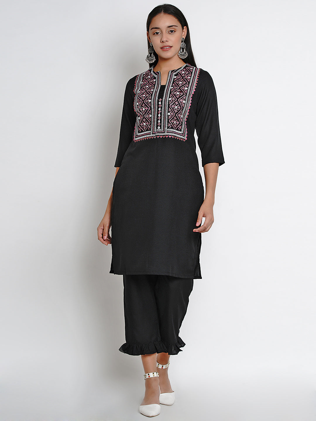 Black Yoke Design Kurta with Palazzos