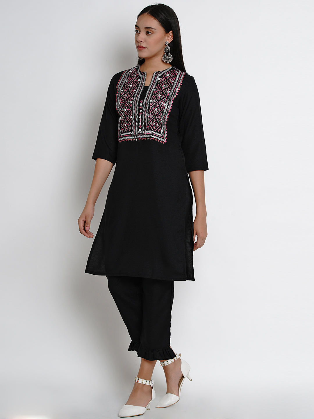 Black Yoke Design Kurta with Palazzos