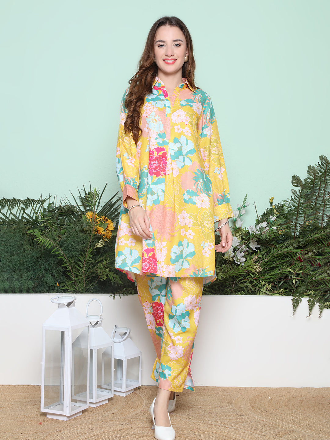 Yellow Multi Printed Kurta with Pant