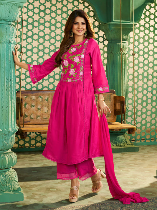 Bhama Couture Jennifer WingetPink Embroidered Kurta set