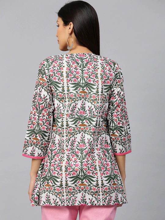 Bhama Couture Pink & White Printed Tunic