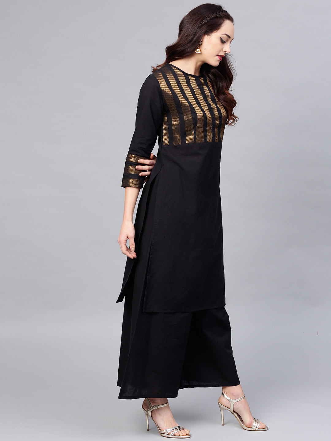 Black Yoke Design Kurta With Palazzos