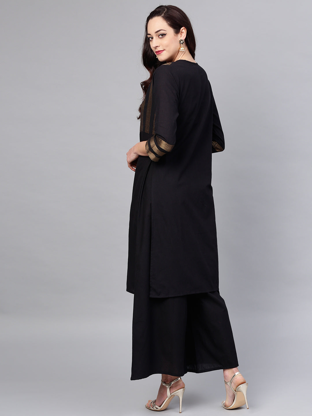 Black Yoke Design Kurta With Palazzos