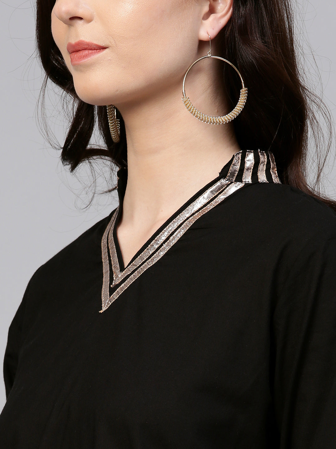 Black And Pink Solid Kurta With Sharara And Dupatta.