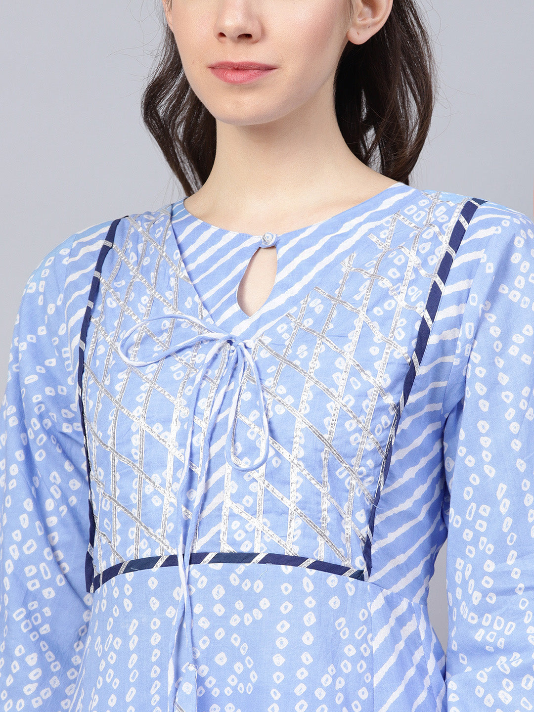 Blue And White Bandhani Print Kurta With Palazzos