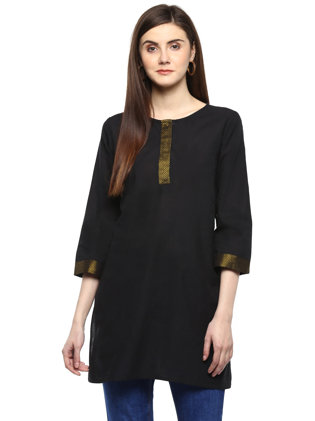 Bhama Couture Black Solid Mangalgiri Tunic