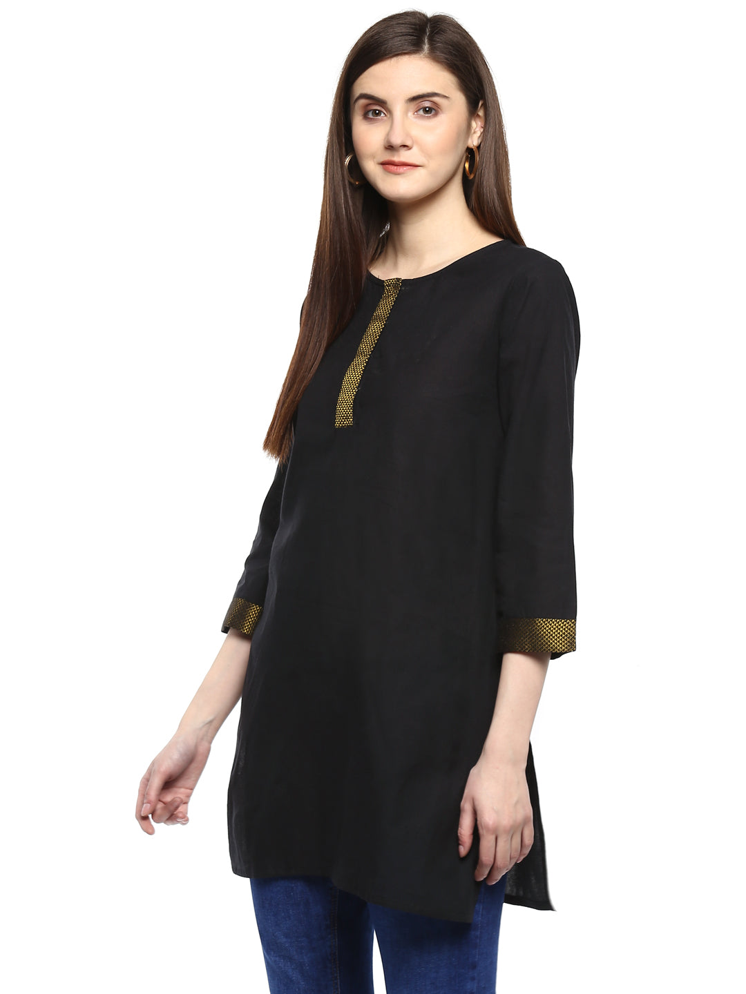 Bhama Couture Black Solid Mangalgiri Tunic