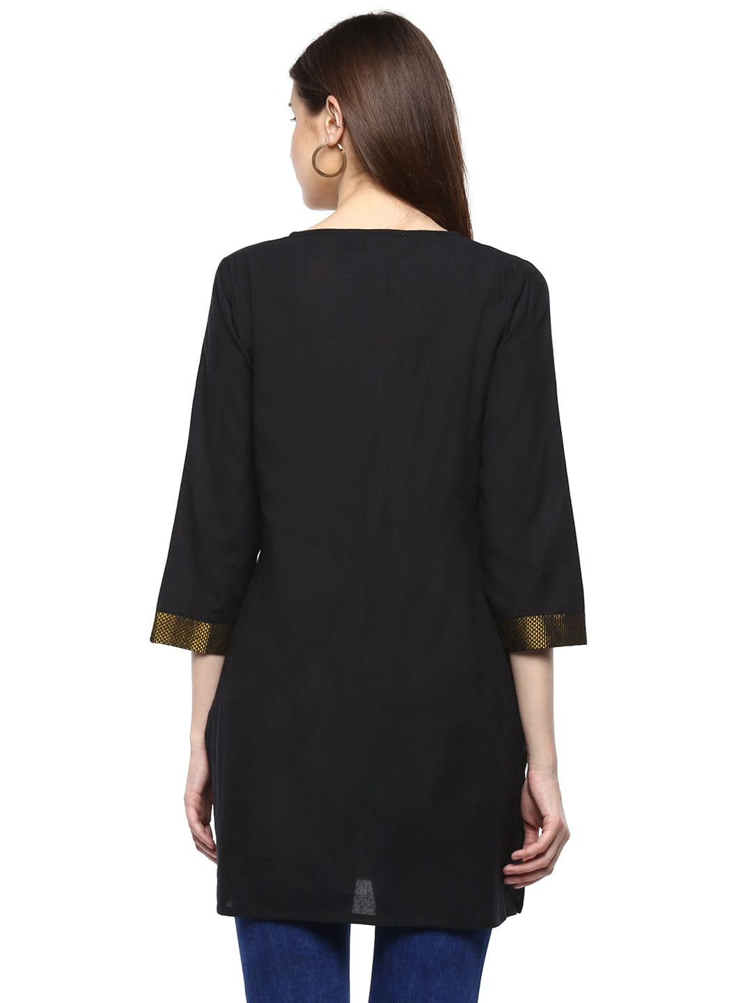 Bhama Couture Black Solid Mangalgiri Tunic