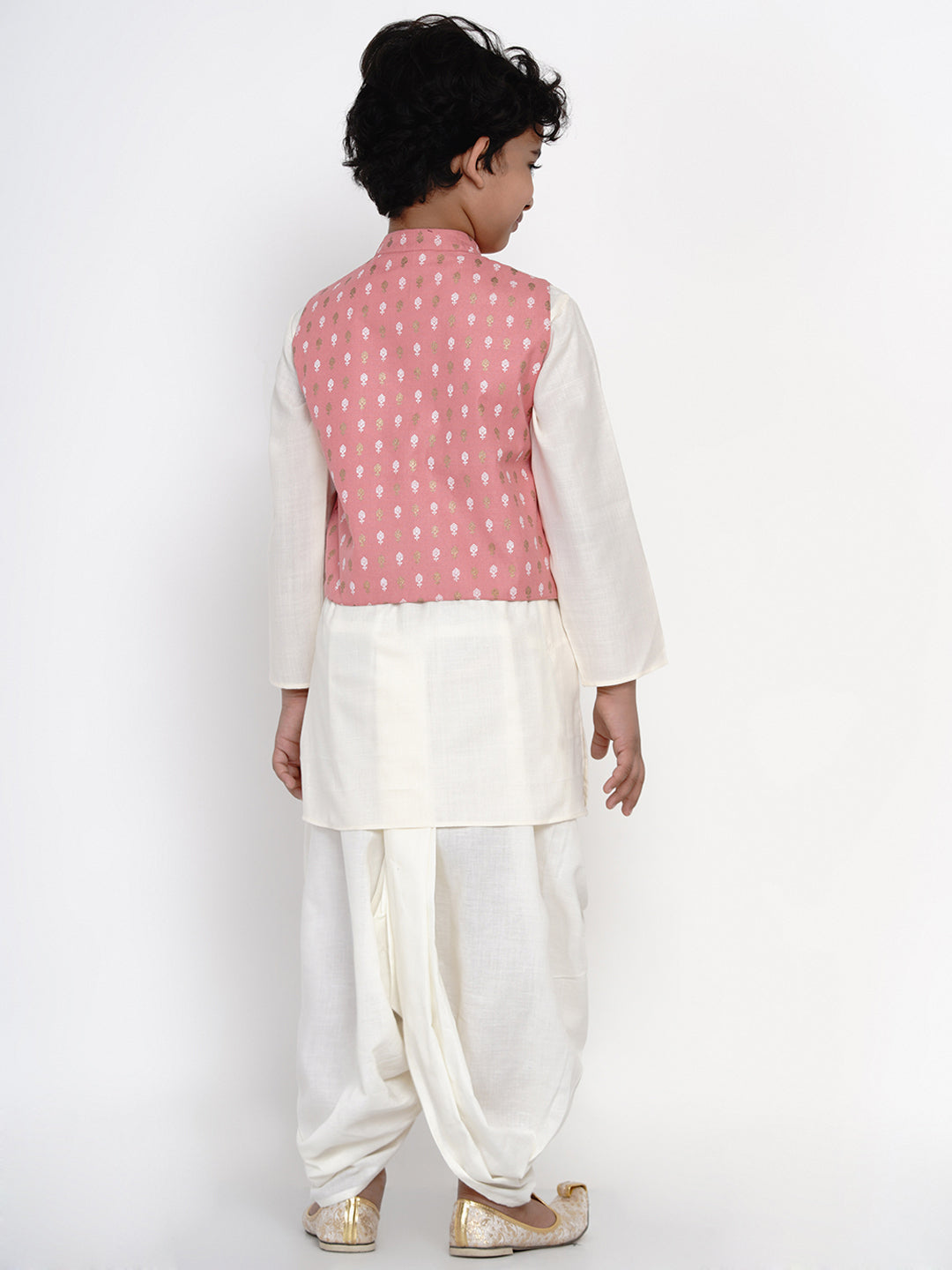 Bittu By Bhama Boys Off-White Solid Kurta with Dhoti Pants