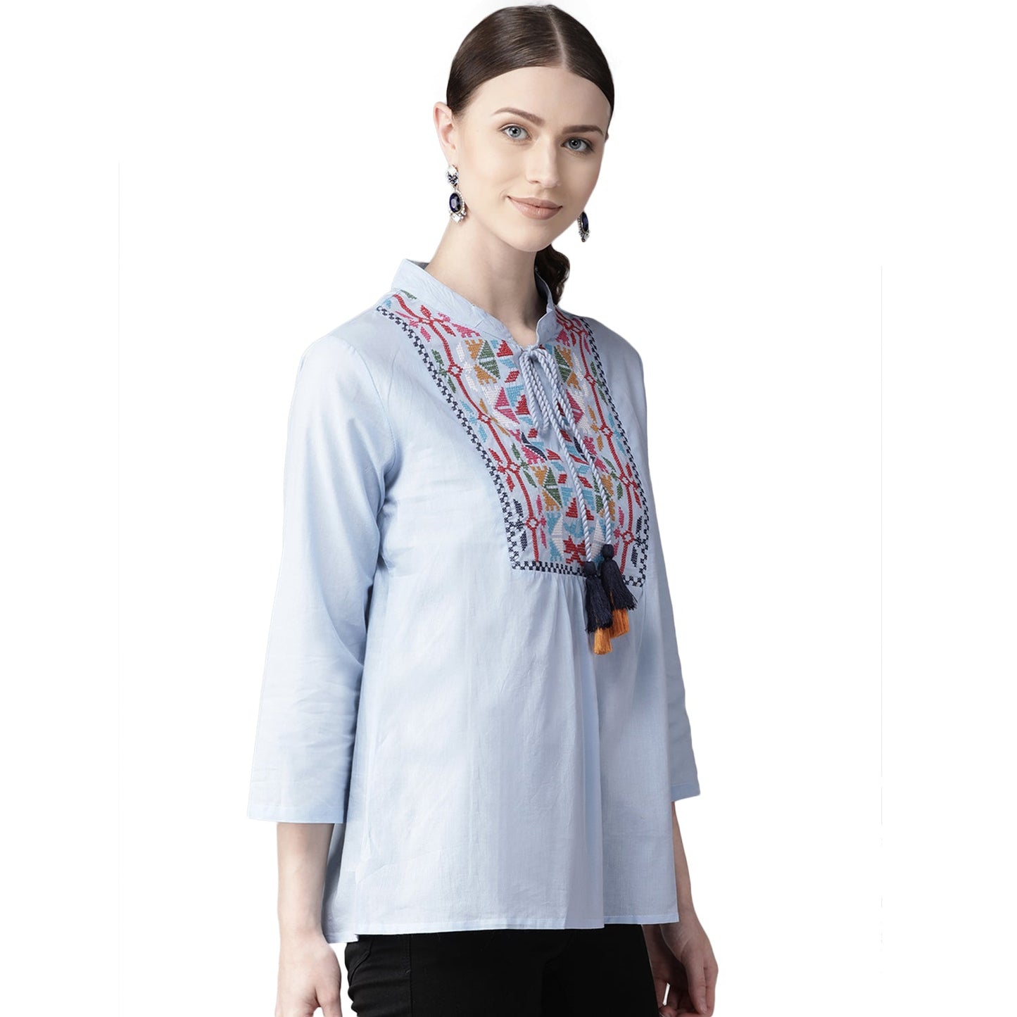 Bhama Couture Blue Embroidered Top