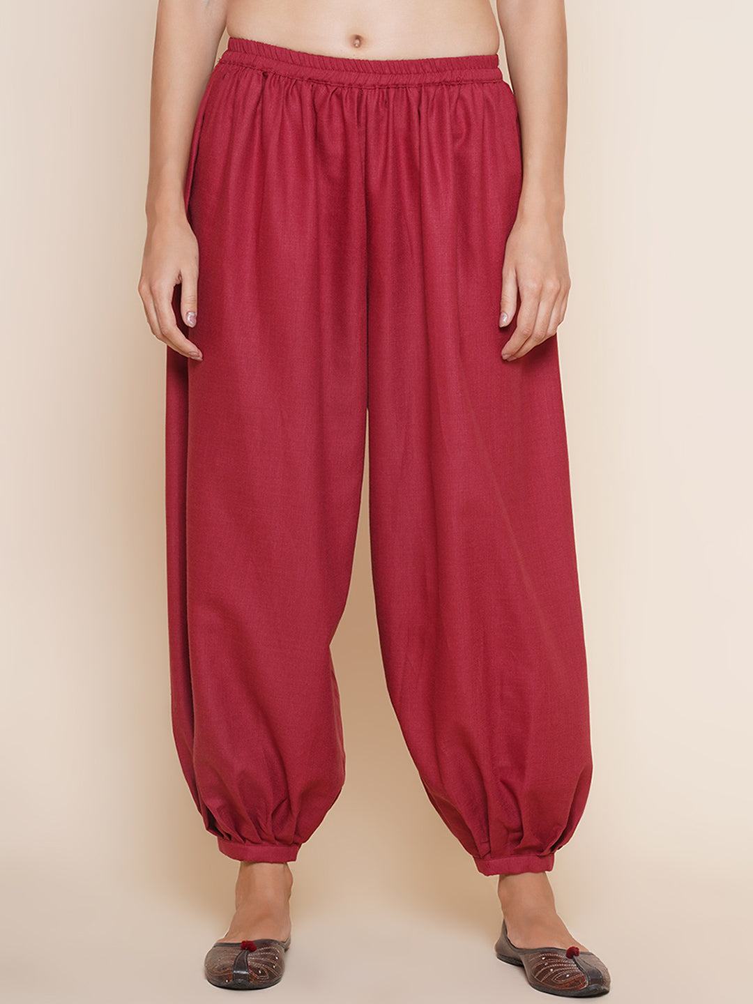 Bhama Couture Maroon Pleated Trousers