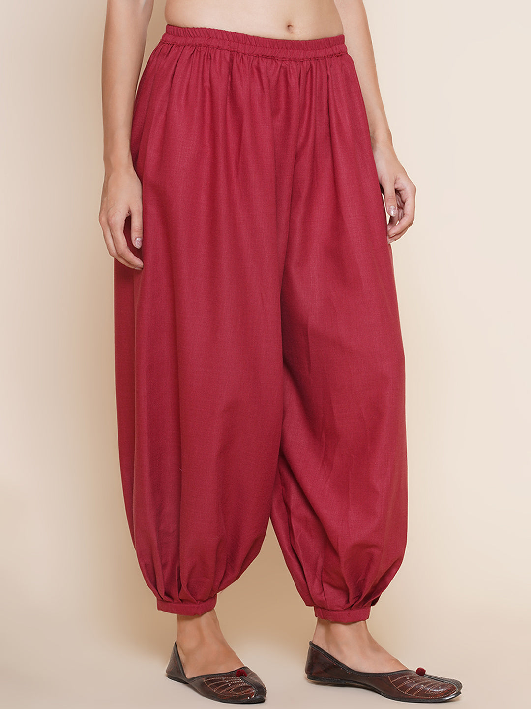 Bhama Couture Maroon Pleated Trousers