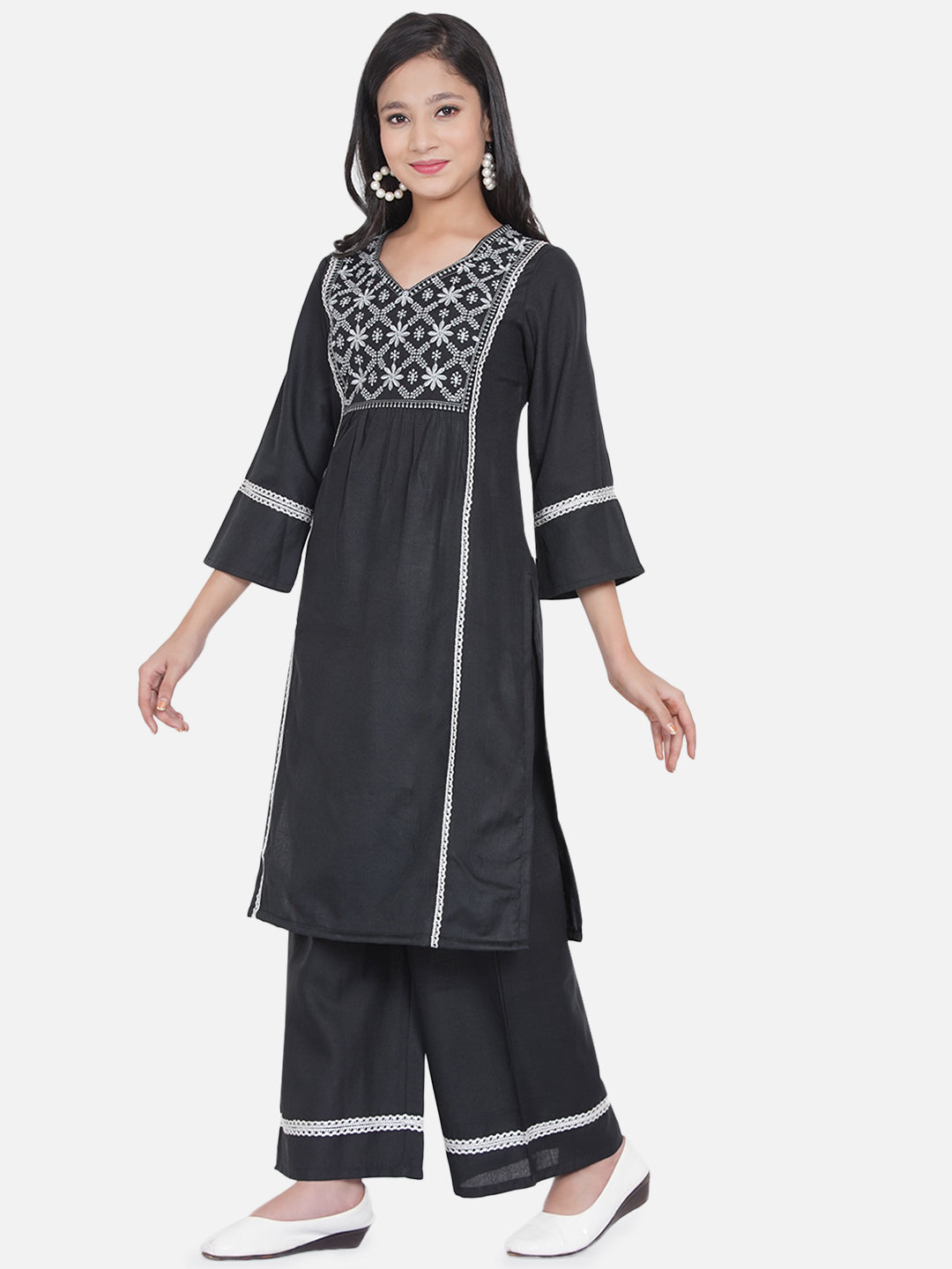 Bitiya By Bhama Black Kurta With Palazzo