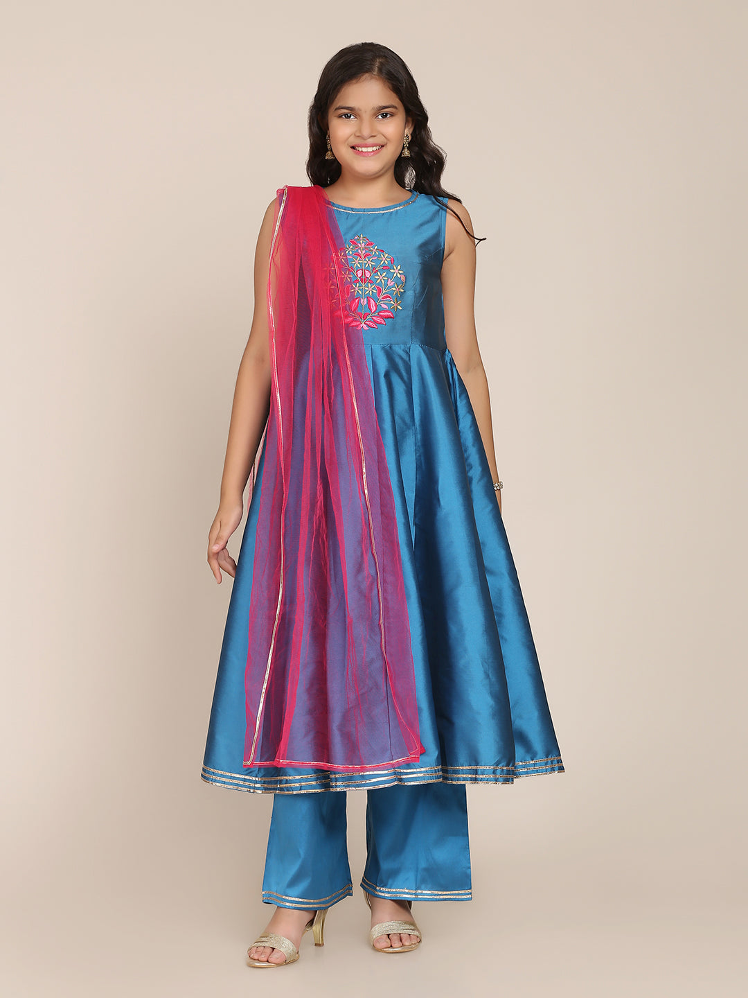 Bitiya By Bhama Blue Anarkali With Pant With Dupatta