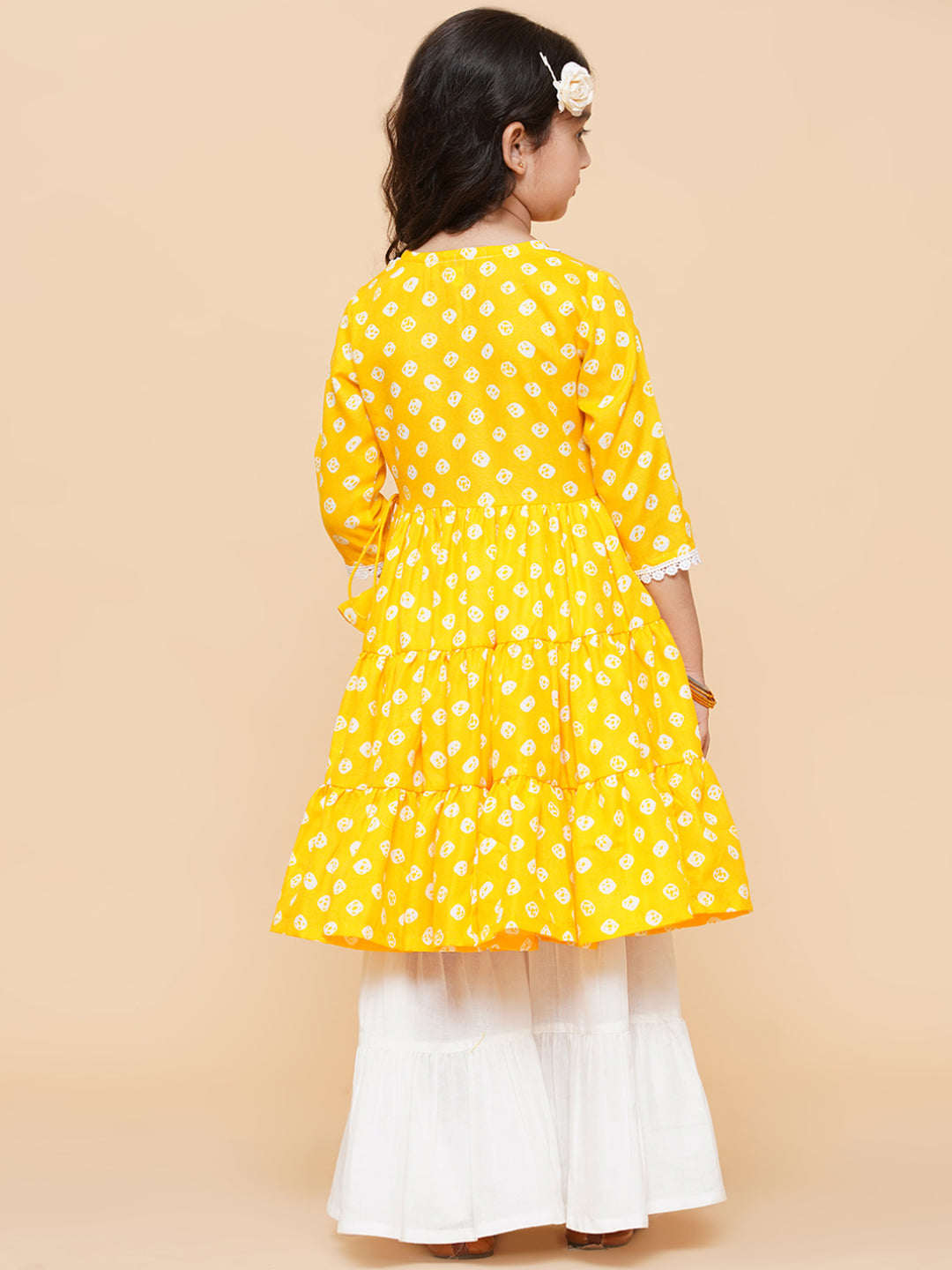 Bitiya By Bhama Yellow Bhandhej Printed Kurta And Sharara