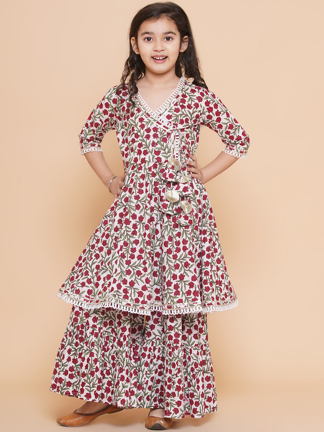 Bitiya By Bhama Off White Printed Kurta With Sharara