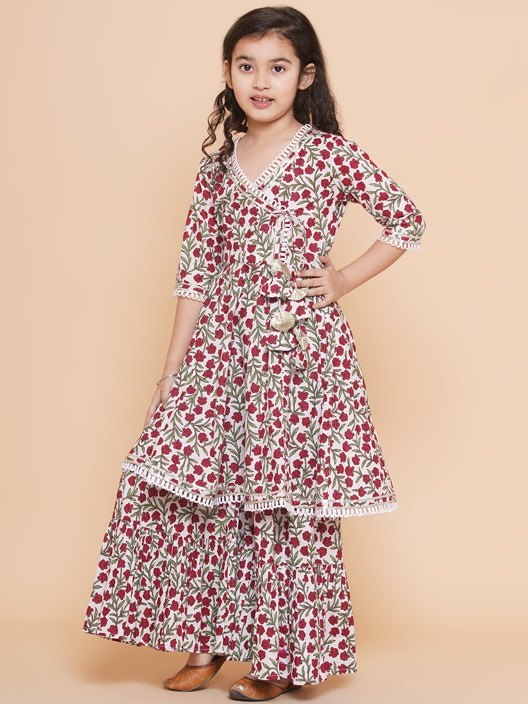 Bitiya By Bhama Off White Printed Kurta With Sharara