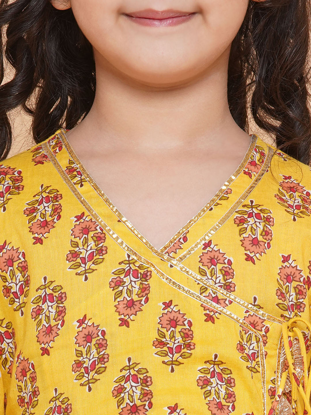 Bitiya By Bhama Yellow Printed Kurta With Trousers