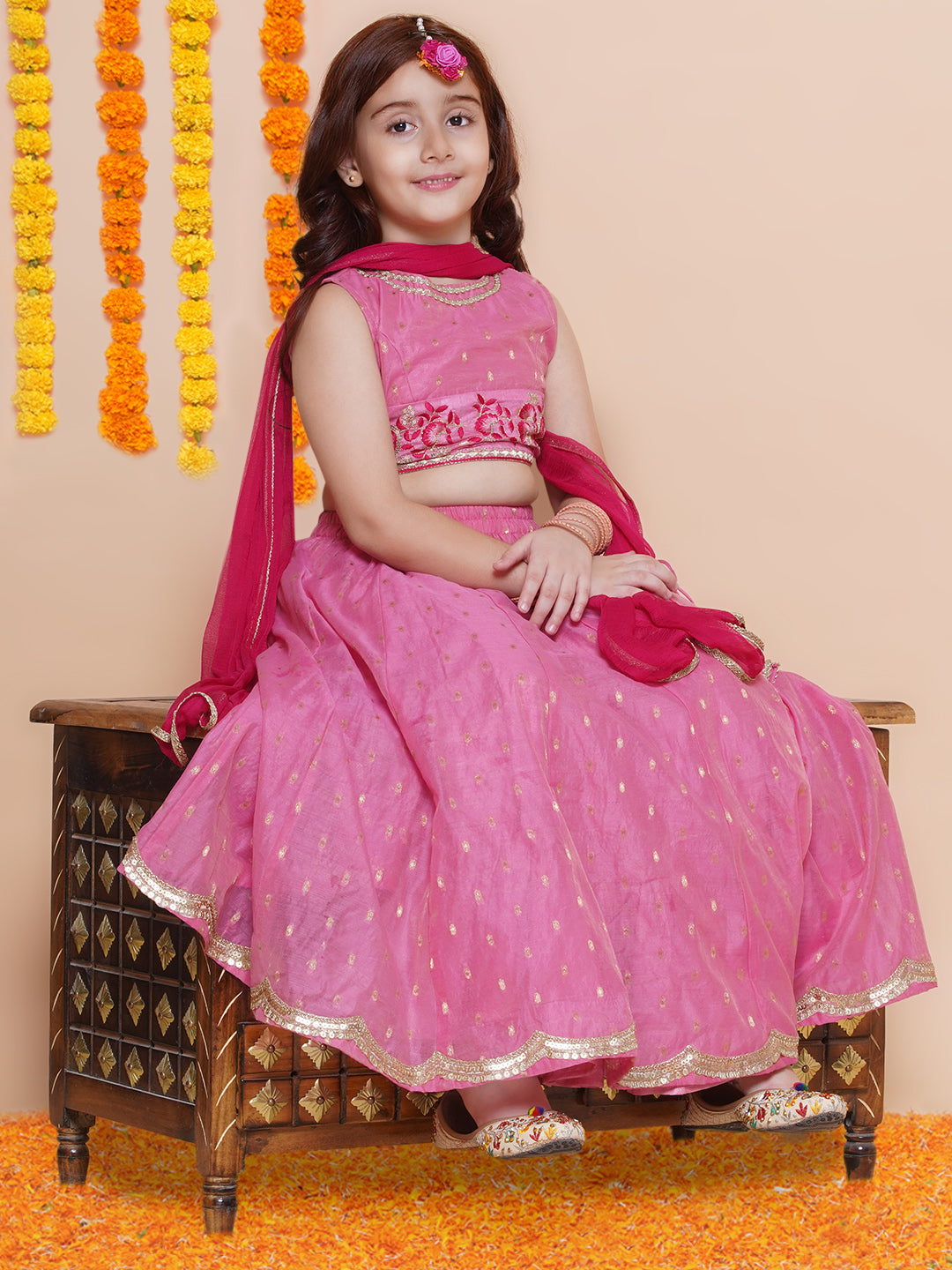 Buy SAKA DESIGNS Girl Magenta Lehenga with Embroidered Choli &  Dupatta(6-12M) at Amazon.in