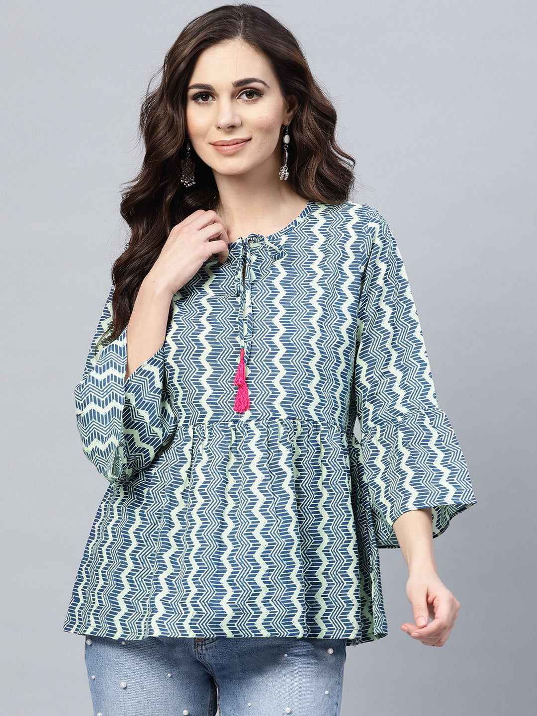 Bhama Couture Blue Printed Top