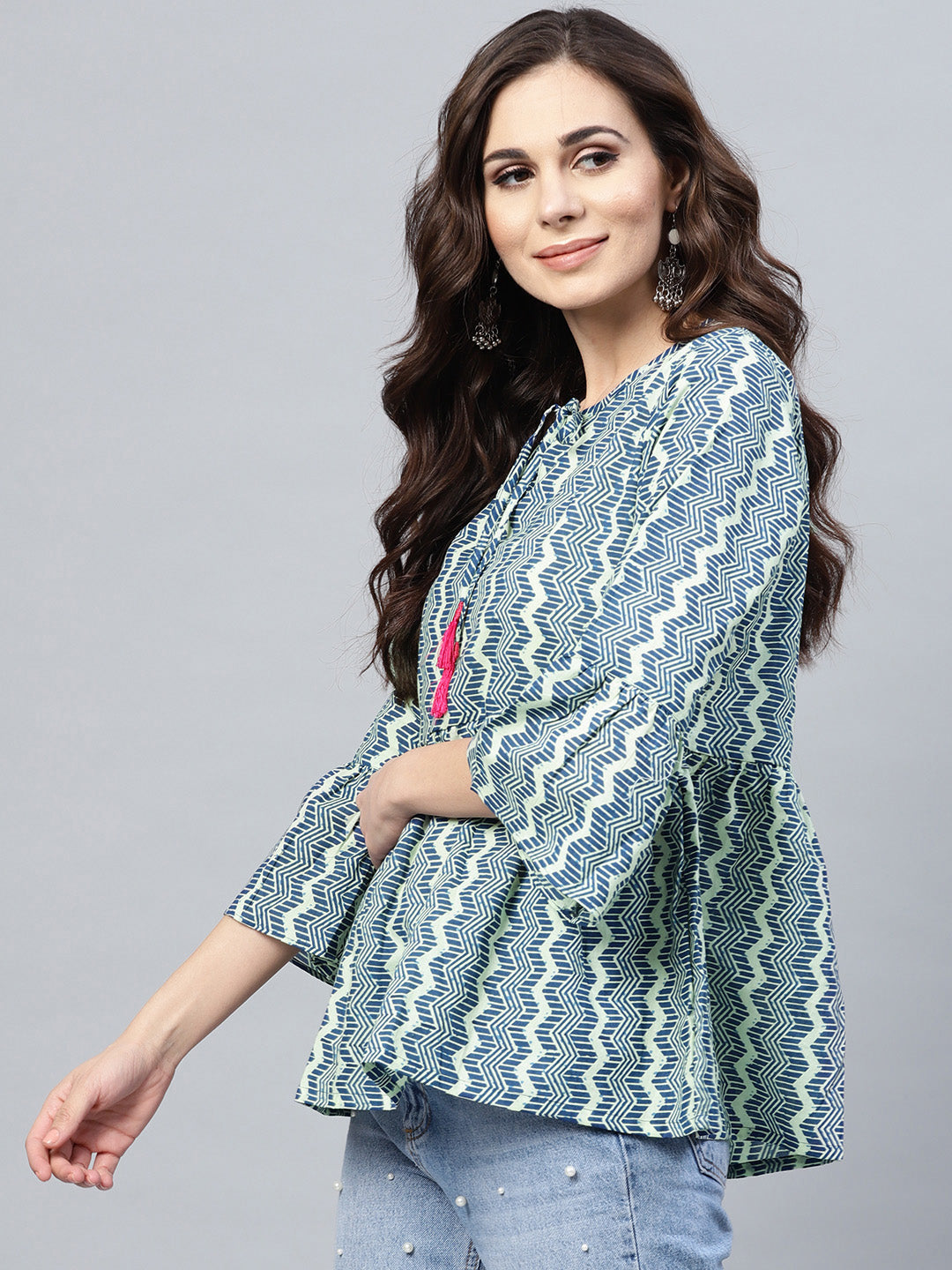 Bhama Couture Blue Printed Top