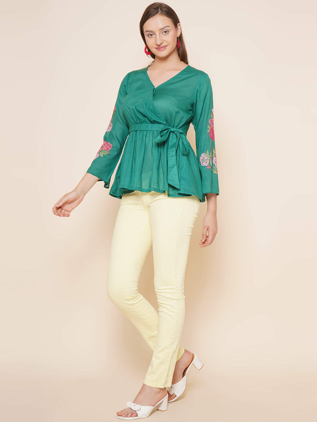 Bhama Couture Green Printed Top