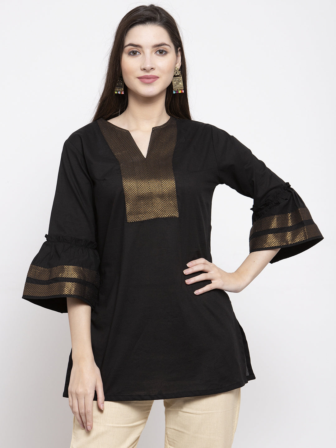 Bhama Couture Black Tunic With Borders